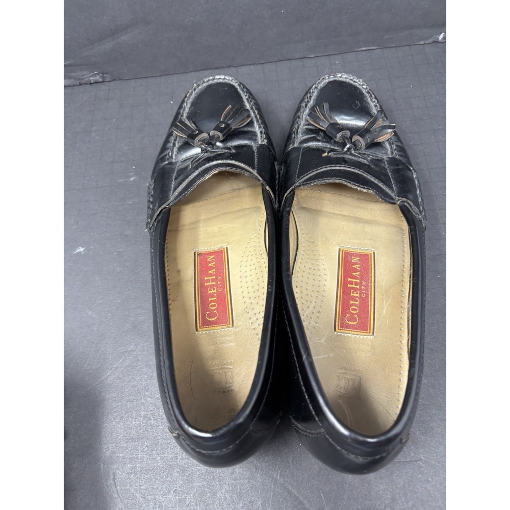 Cole Haan Mens Tassel Loafers‎ Sz 9.5 D Black Leather Classic Casual Dress Shoes - Picture 8 of 10